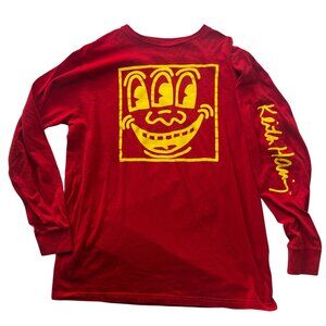 Keith Haring Red t-shirt with Yellow Design Size L